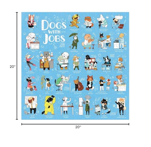Galison - Puzle de 500 piezas Dogs with Jobs para adultos, ilustrado por Eloise Narrigan, papel reciclado, tamaño terminado 20" x 20" miniatura 5