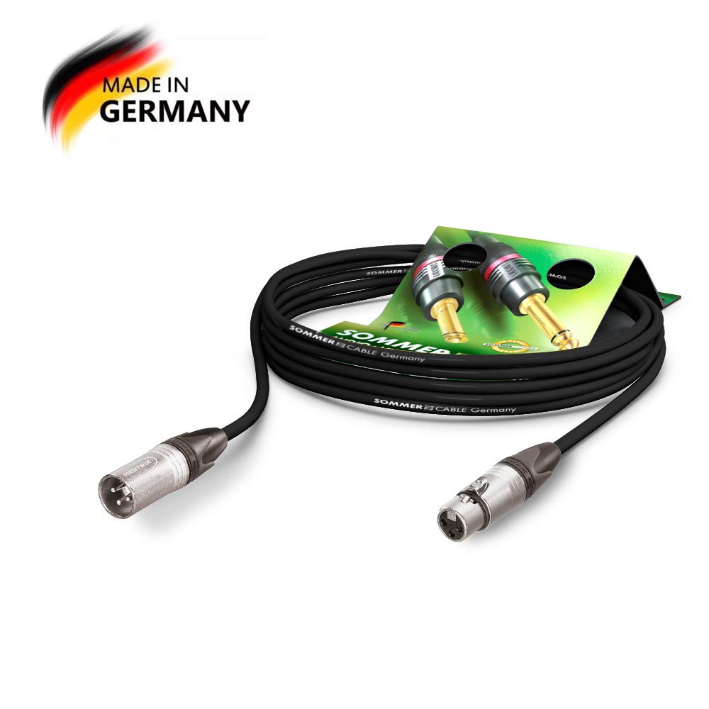 Sommer CableMicrophone Stage 22 Highflex - XLR 3 pole Male Neutrik NC3MXX / XLR 3 Pole Female Neutrik NC3FXX, delivered with Cable Tie, Black (20m - 65,5ft) Made in Germany by Sommer Cable