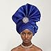 Generic Fashion Women's Turban Cap African Auto Gele Headtie Wedding Geles Headgear Female Head Wraps Diamond Autogele Head Ties (Royal Blue)