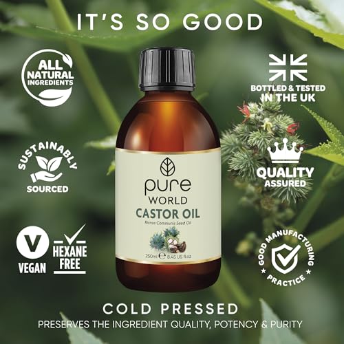 Pure World Natural Castor Oil 250ML Cold & Freshly Pressed 100% Pure and Undiluted Hexane Free Nourish Your Skin and Hair Eyebrows, Nails, Beard, Hair, Eyelash Growth Food Grade - Image 4