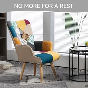 Living Room Accent Chair with High Backrest, Bedroom Plaid Bohemian Upholstered Armchair for Mid Century, Modern Cozy Chairs for Small Spaces, Colorful Living Room Accent Chair with High Backrest Bedroom Plaid Bohemian Upholstered Armchair for Mid Century Modern Cozy Chairs for Small Spaces Colorful