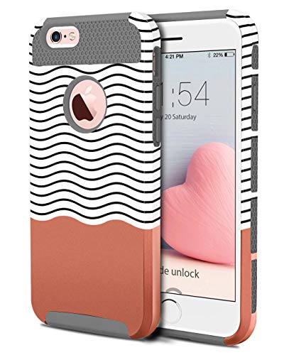 BENTOBEN Case for iPhone 6 Plus, Case for iPhone 6s Plus, Slim Dual Layer Hard Shell Soft TPU Shockproof Wave Hybrid Protective Covers for iPhone 6 Plus iPhone 6s Plus, Gray