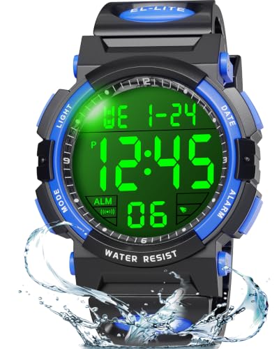Image of Edillas Kids Digital Watch 7 Colors 50M Waterproof Sport Alarm Boys 7-15