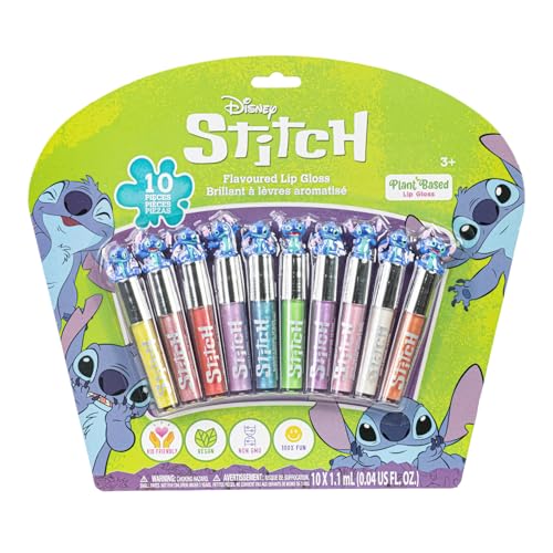 Stitch set lucidalabbra da 10 pezzi a base vegetale, primo trucco per bambine, per feste, pigiama party e regali per compleanno, a partire dai 3 anni di età, prodotto da Townley Girl