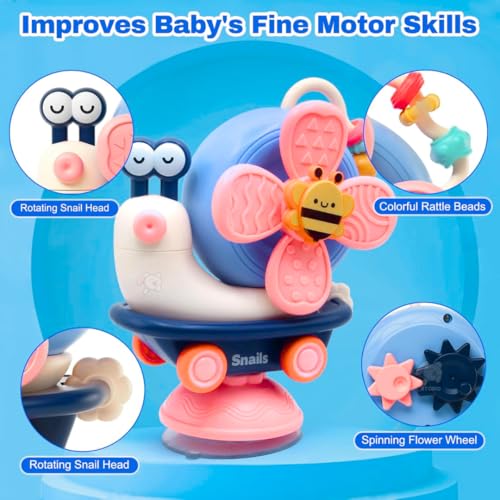 Image of Storio 5-in-1 Suction Spinster Windmill Toy - Blue | Interactive Baby Toy for Bath & Play | Sensory Suction Cups Toy for Toddlers | Early Skill Development (Pack of 2)