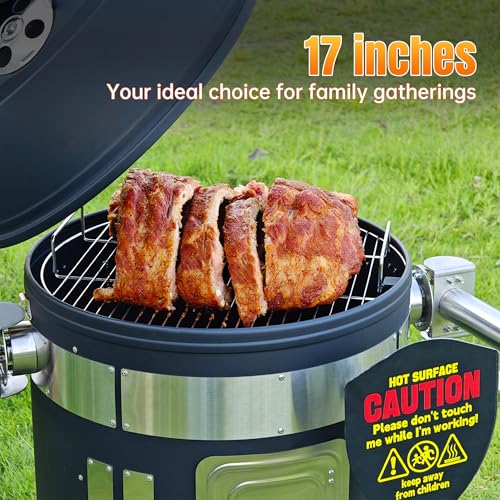 SKY-FISH-Spacebot-Smoker-Grill-Vertical-16-Inch-Steel-Charcoal-Smoker-With-Two-Metal-Arms-And-Three-Wheels-Heavy-Duty-Round-BBQ-Grill-for-Outdoor-CookingFire-Pit-Black SKY FISH Spacebot Smoker Grill Vertical 16 Inch Steel Charcoal Smoker With Two Metal Arms And Three Wheels Heavy Duty Round BBQ Grill for Outdoor CookingFire Pit Black