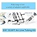 3/8 Inch OD Air Hose Kit, 32.8FT/10M Black PU Airline Tubing with Push-to-Connect Fittings, Compressor Tube Repair Kit for Pneumatic Tools, Air Compressors, Automobiles