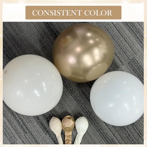 White Sand Champagne Gold Balloon Arch Kit, 143Pcs Metallic Champagne Gold Neutral Balloons Garland Arch Kit Confetti Balloons for First Communion Anniversary Engagement Wedding Birthday Decorations - Image 4