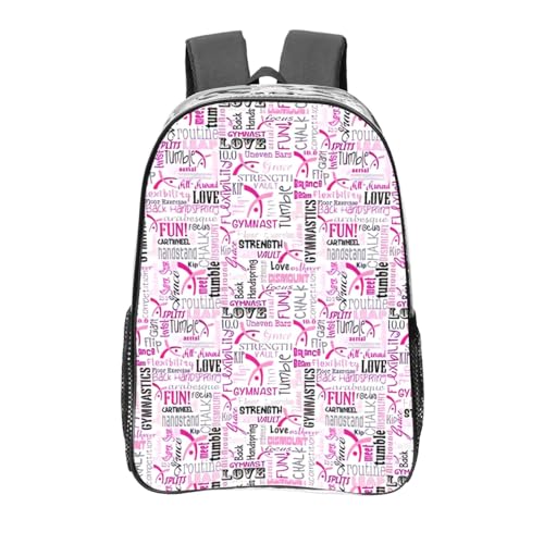 Grand sac à dos transparent imprimé rose léger pour collège et lycée