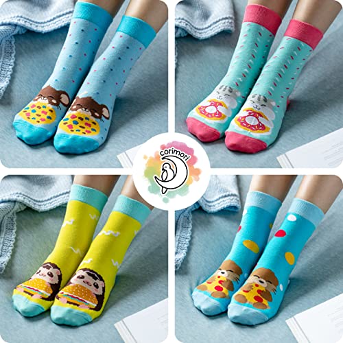 corimori Witzige, lässige Anime Baumwolle Socken 4er Set in plastikfreier Geschenk-Verpackung, Hamster, Otter, Igel, Maus, 36-42