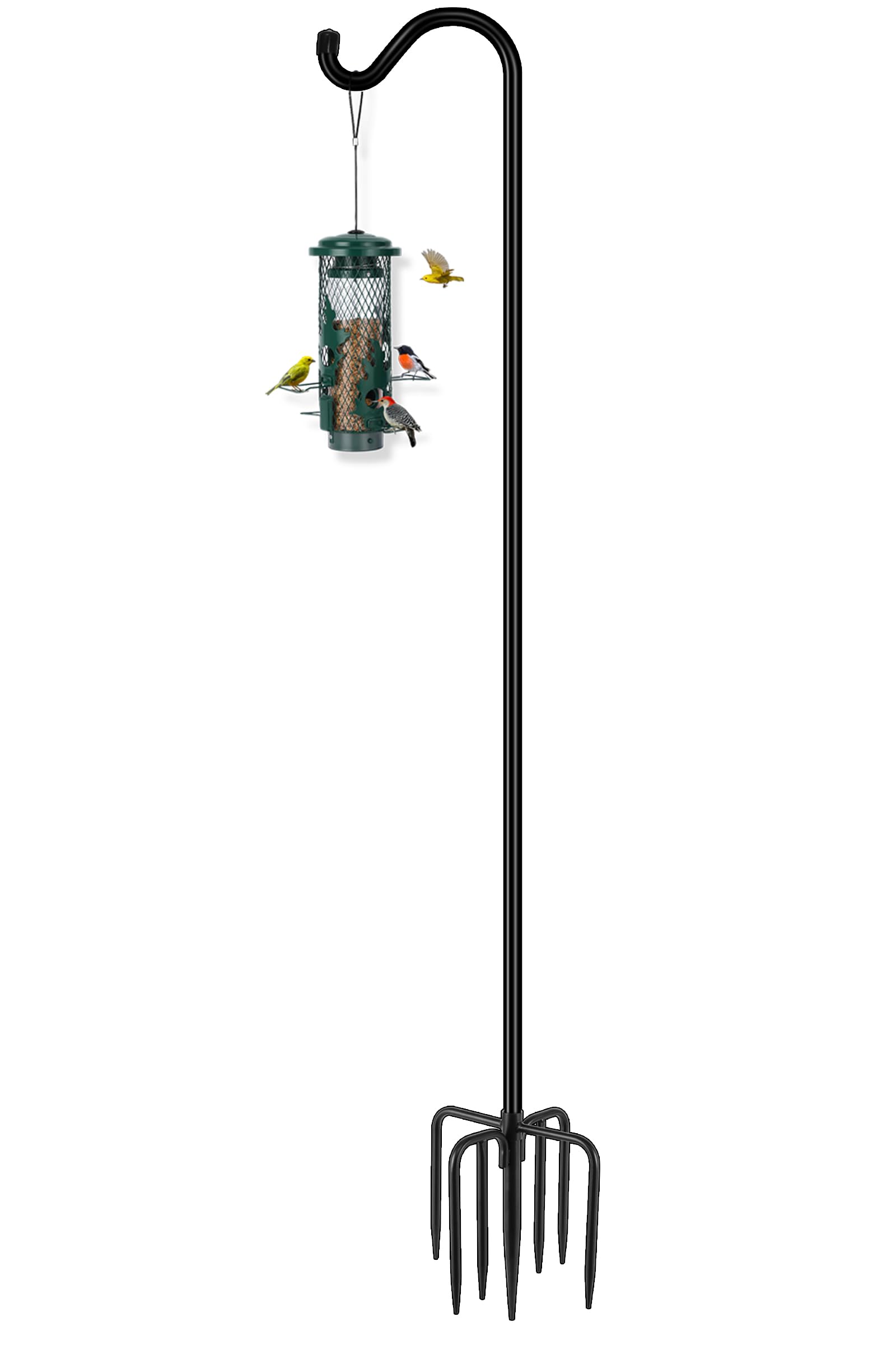 Gtongoko 108in Heavy Duty Shepherd Hook for Outdoor, 7-Prong Base, 1 Pack