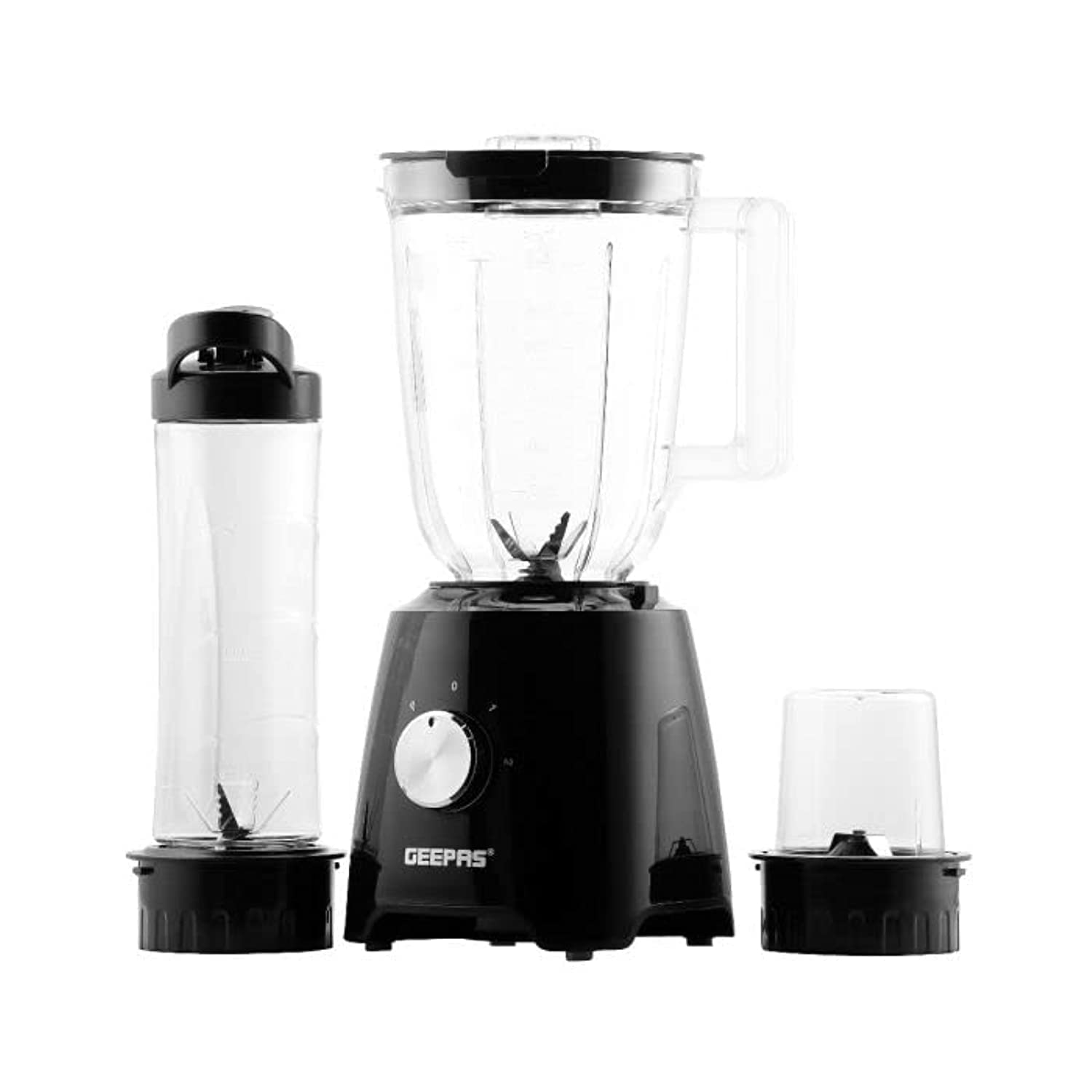 Geepas 3-In-1 Blender, Black, Gsb44033, 1.25 Litre"Min 1 year manufacturer warranty"
