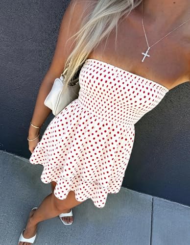 Image of EG CHRIS G Summer Dresses for Women Strapless Tube Top Mini Dresses Beach Boho Sundress 2025