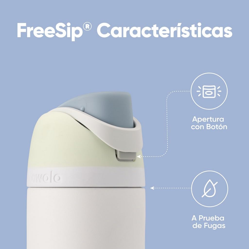 Owala FreeSip botella agua acero inoxidable con pajita, 710 ml - Botella térmica a prueba de fugas para el deporte y los viajes, sin BPA, Iced Breeze — view 2