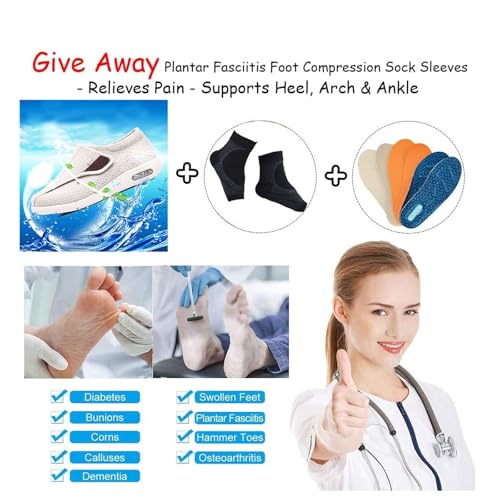 Medical Shoes for Swollen Feet, Men's Adjustable Breathable Orthopedic Non-Slip Diabetic Sandals, with 3 Pairs Insoles Replacement and 1 Pair Compression Sock, for Elderly Foot Pain Relief3