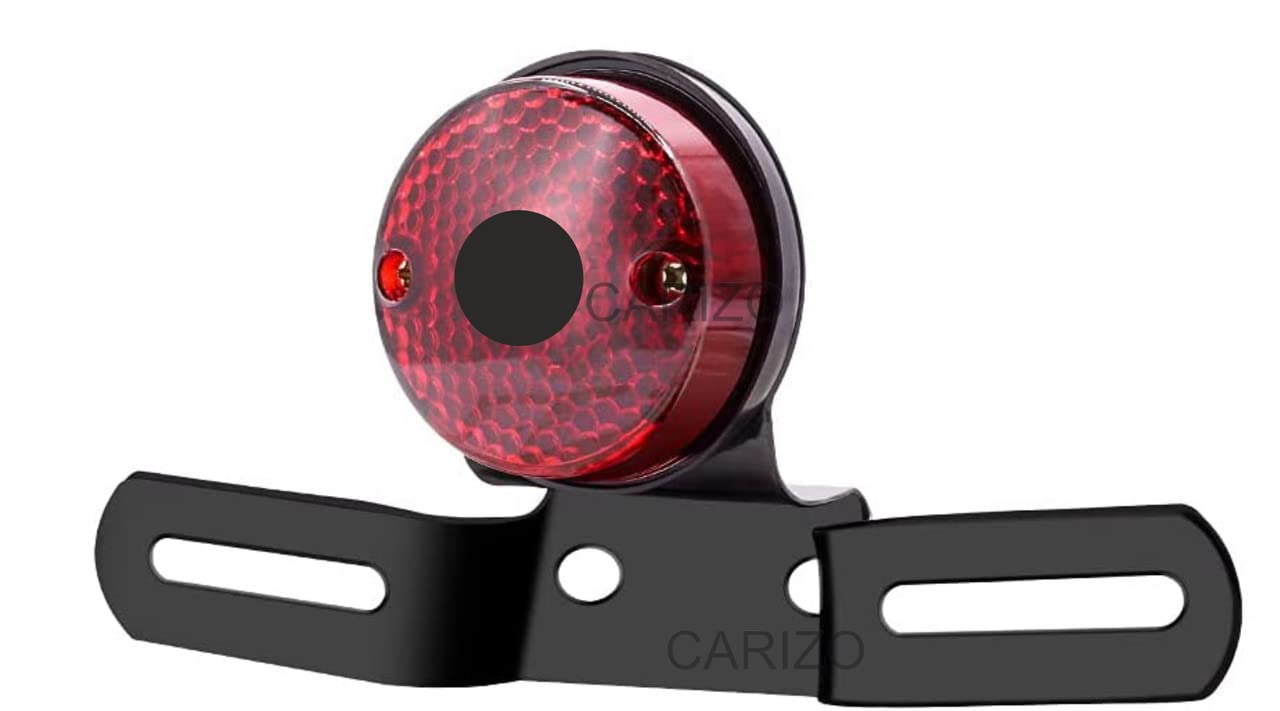 CARIZO Motorcycle Rear Tail Light with Bracket, Round Motorcycle License Plate Lamp Brake Stop Light Running Light 12V Compatible with Bajaj Pulsar RS 200