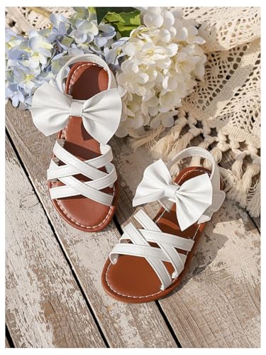 GORGLITTER Girl's Cute Strappy Bow Sandals Open Toe Ankle Strap Criss Cross Dressy Vacation Slides2