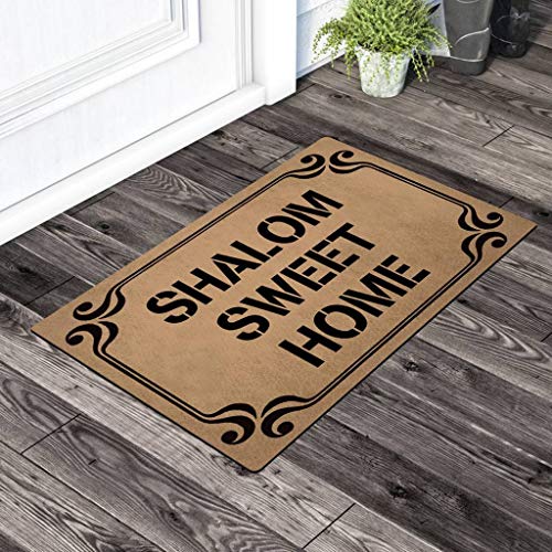 ZQH-IndoorDoor-Mats-Shalom-Sweet-Home-Doormat-Monogram-Welcome-for-Entrance-Way-236-X-157-in-Non-Woven-Fabric-Top-with-a-Anti-Slip-Rubber-Back-Door-Rugs-Personalized-Doormat ZQH IndoorDoor Mats Shalom Sweet Home Doormat Monogram Welcome for Entrance Way 236 X 157 in Non Woven Fabric Top with a Anti Slip Rubber Back Door Rugs Personalized Doormat