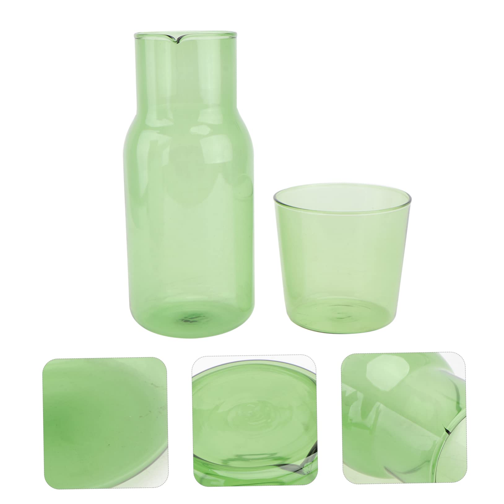 HOLIDYOYO 1 Set Hotel Water Bottle Coffee Drink Beverage Glassware Bottle Clear Container Wiskey Glasses Dispenser for Bathroom Clear Drink Pitcher Kettle Glass Cup Green