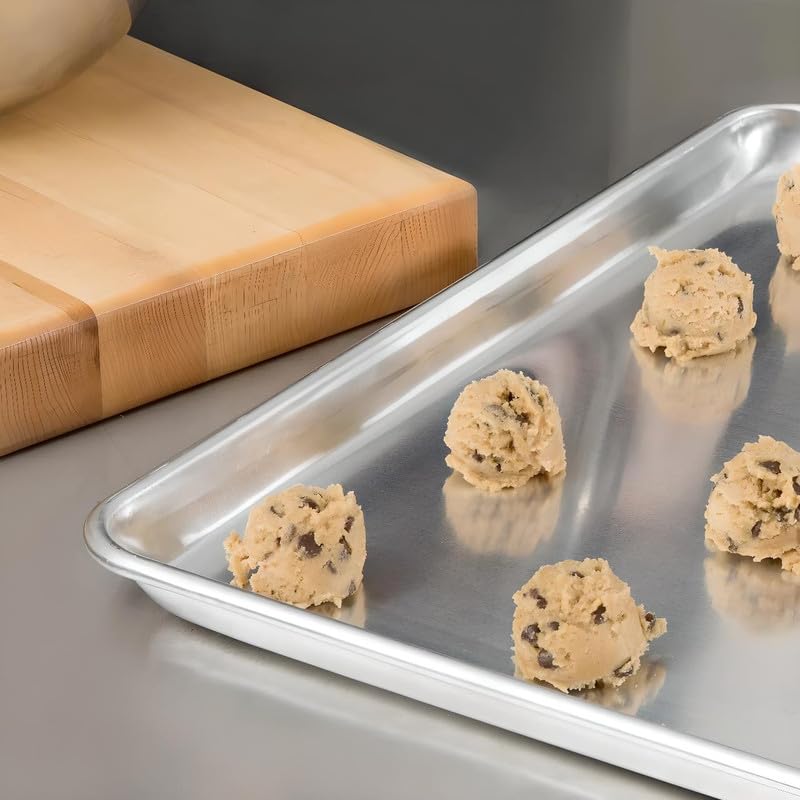 OCS Parts Pro Series Full Size 18" x 26" Aluminum Sheet Baking Pan | 19 Gauge Wire in Rim Aluminum Sheet Pan for Home or Commercial Kitchens