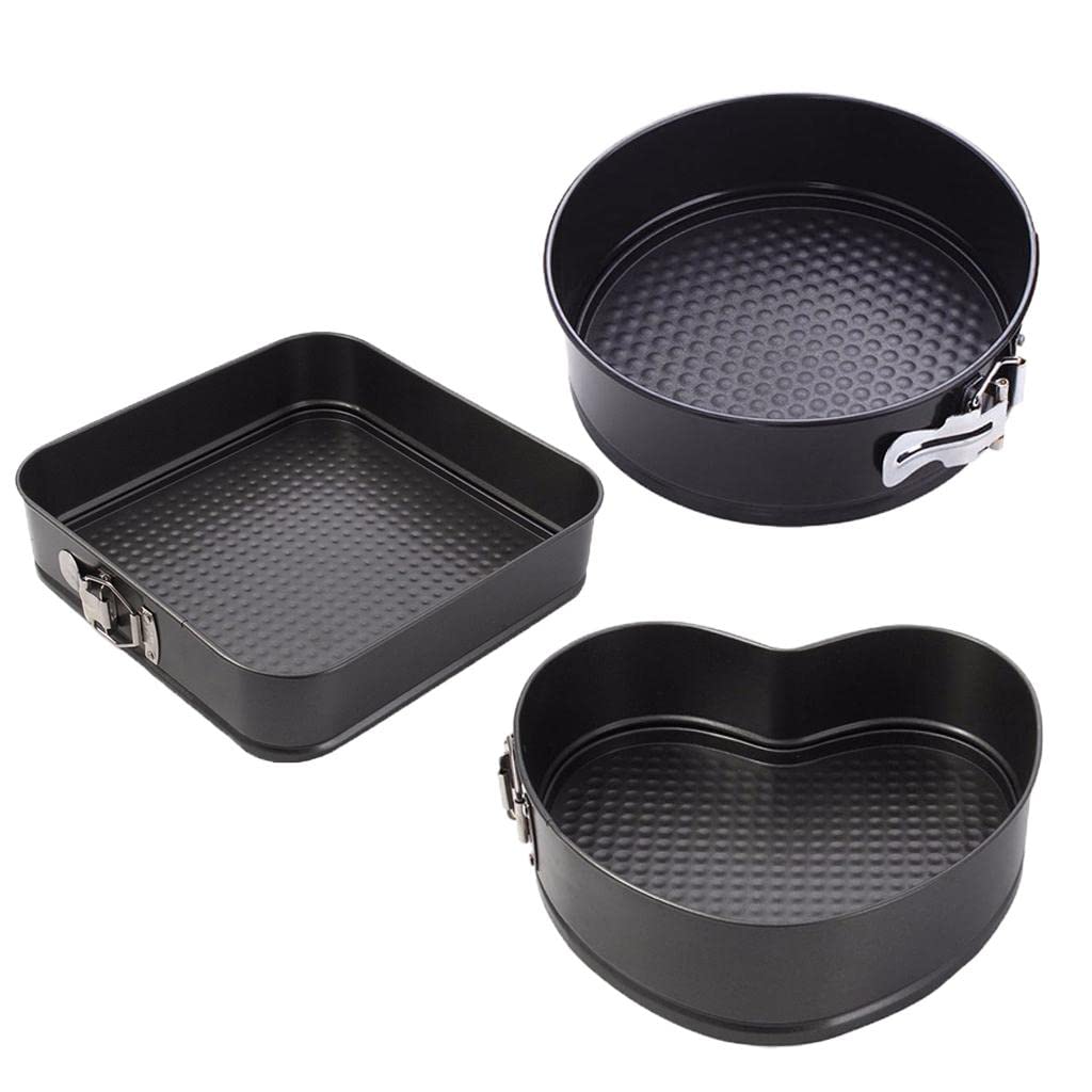 Lot de 3 moules à charnière antiadhésifs et étanches pour gâteau au fromage, style E