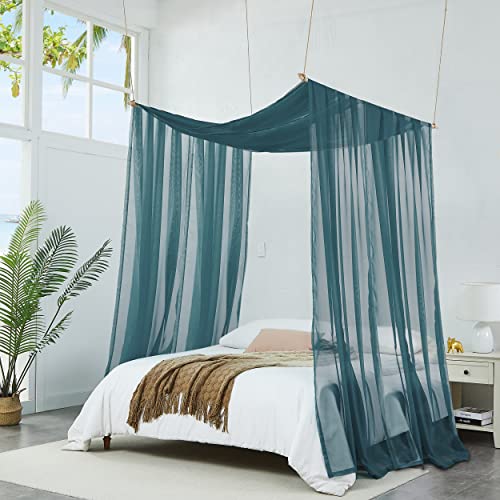 Warm Home Designs Set of 2 Dusty Blue Canopy Bed Curtains in 55 x 288 Inch Size. 2 King Bed Canopy Curtains Can Be Turned Into Canopy Scarf, Kids Bed Tent, Bed Canopy for Girls. BF Double D Blue 288