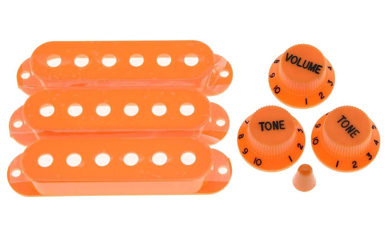 KAISH Orange ST Strat Pickup Covers Knobs and 5 Way Switch Tip Cap - Image 2