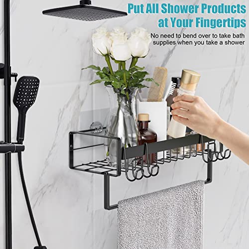 Shower Caddy, Adhesive Organizer 3 Pack, Drilling Shelf Basket, Rustproof Rack with Soap Holder, Shelves for Inside Bathroom Kitchen Storage (Black)