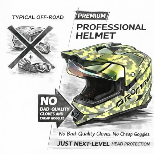 Image of Orthrus Kids Dirt Bike Helmet DOT Approved Full Face Motorcycle Helmets | Youth Dual Sport Helmet for Off-Road ATV Street Riding Motocross BMX 4 Wheeler Go Kart, Green Husky Halo M