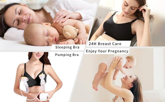 Image of iloveSIA Nursing Bras for Mom Breastfeeding, Seamless Supportive Sleep Bra for Maternity Postpartum S-2XL 3Pack