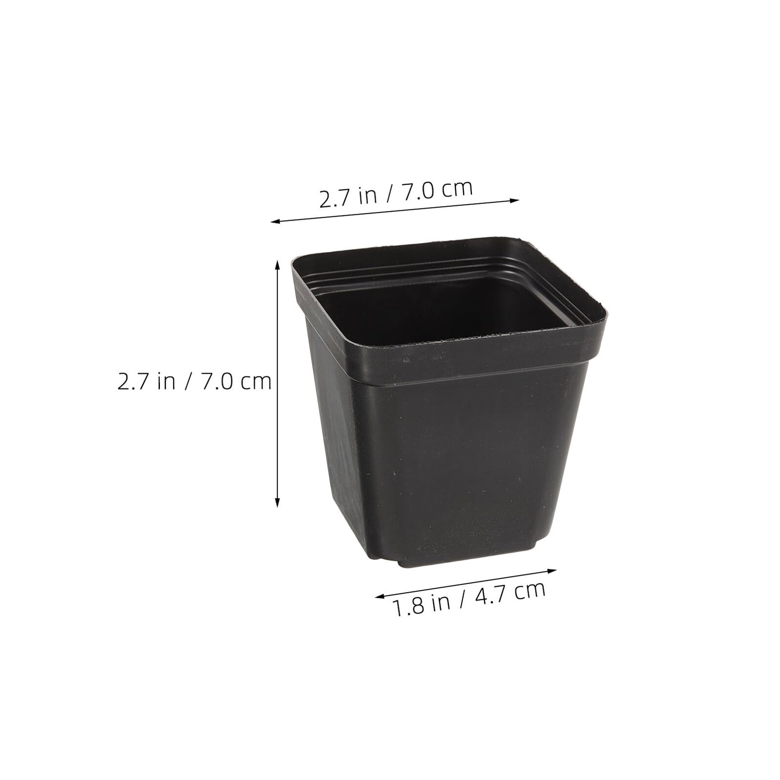 YARNOW Lot de 100 Pots en Plastique Noir Carrés pour Semis d'Intérieur, Drainage, Gestion Compacte de l'espace, Repiquage Facilité, pour Plantes Succulentes et Herbes Réutilisable