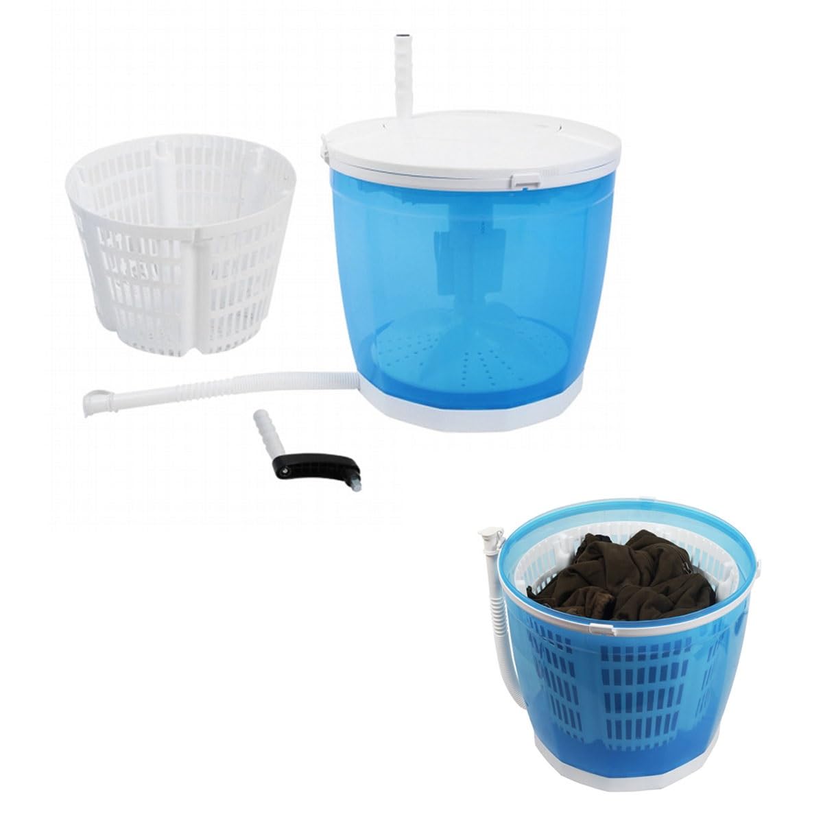 2 In 1 Mini Manual Washing Machine And Dehydrator Combo 14x13.4in Small Washer Space Saver For Home Travel College Room RV Apartment(Blue)