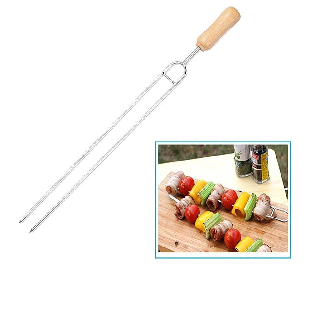 Durevole 6PCS Acciaio Inossidabile a Forma di U Barbecue Brasatura Forchetta Ago Barbecue Spiedini per Grigliate Spiedino in Metallo Doppi Fori Strumenti per Barbecue per Barbecue da Giardino all'ap