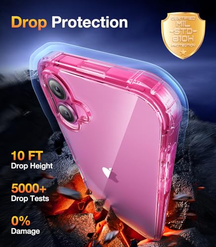 Image of Diaclara Designed for iPhone 16 Plus Case, Full Body Rugged Case with Built-in Touch Sensitive Anti-Scratch Screen Protector, Upgraded [Full Camera Protection] for iPhone 16 Plus 6.7 inch,Clear Pink