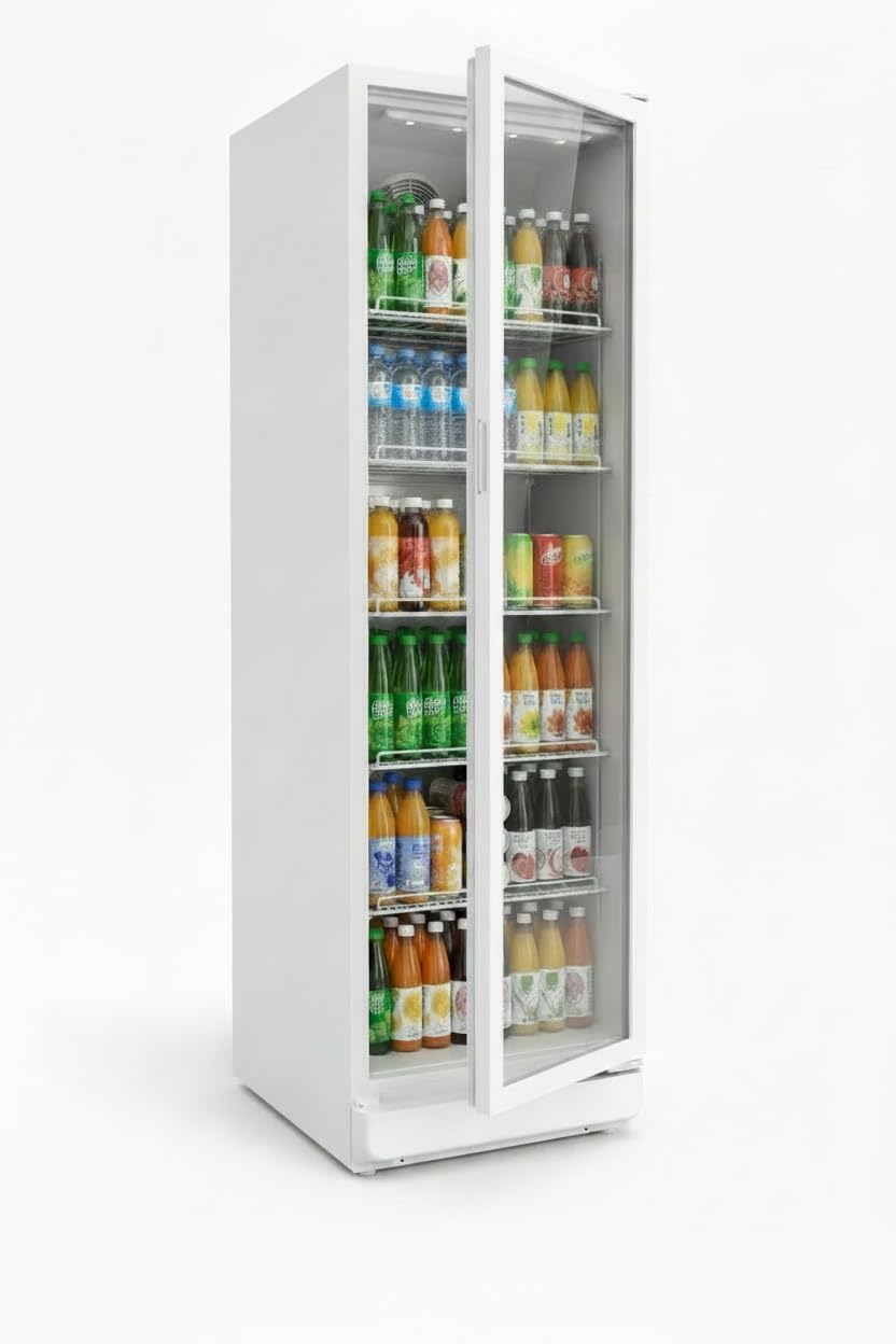 SCHOEPF GKS350 Getränkekühlschrank 347 l Umluft Glastür 194,5cm Höhe Weiß