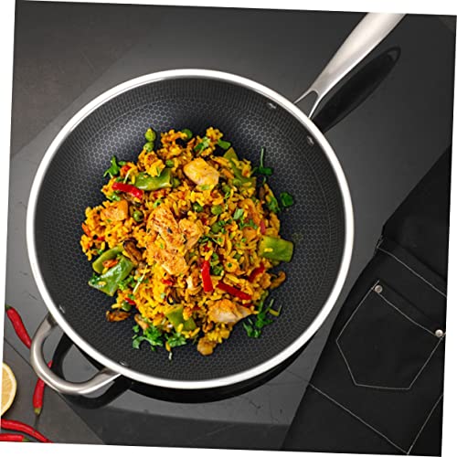 Wok de acero inoxidable doble mango STOBAZA diseño panal miniatura 7