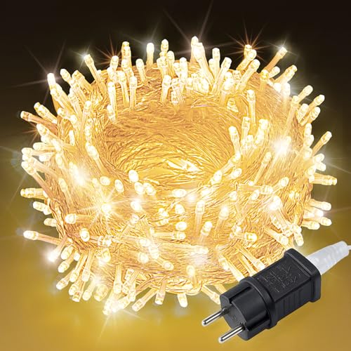 LEECOCO Lichterkette Außen 20m 200 LED, Warmweiß, 8 Modi, IP44...