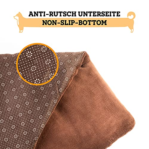vitazoo Heizmatte für Tiere – 100 x 70 cm – Thermokissen selbstheizend für Hunde – Heizdecke maschinenwaschbar für große Hunde – Braun
