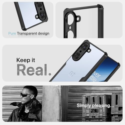 Image of Pikkme Back Cover for OnePlus Nord Ce 5 5G | Ultra Hyrbid | Full Camera Protection | Raised Edge | Crystal Clear Transparent Bumper Case (Black)