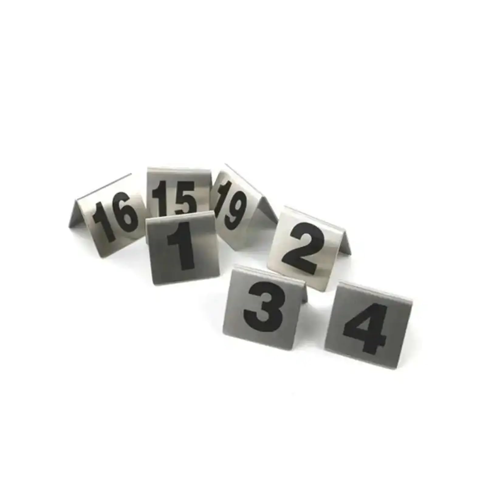 WSQHAO 10pcs Double-sides Stainless Steel Table Sign Card Number Wedding Restaurant Cafe Bar Place Desk Holder for Restaurant(Number 21-30)