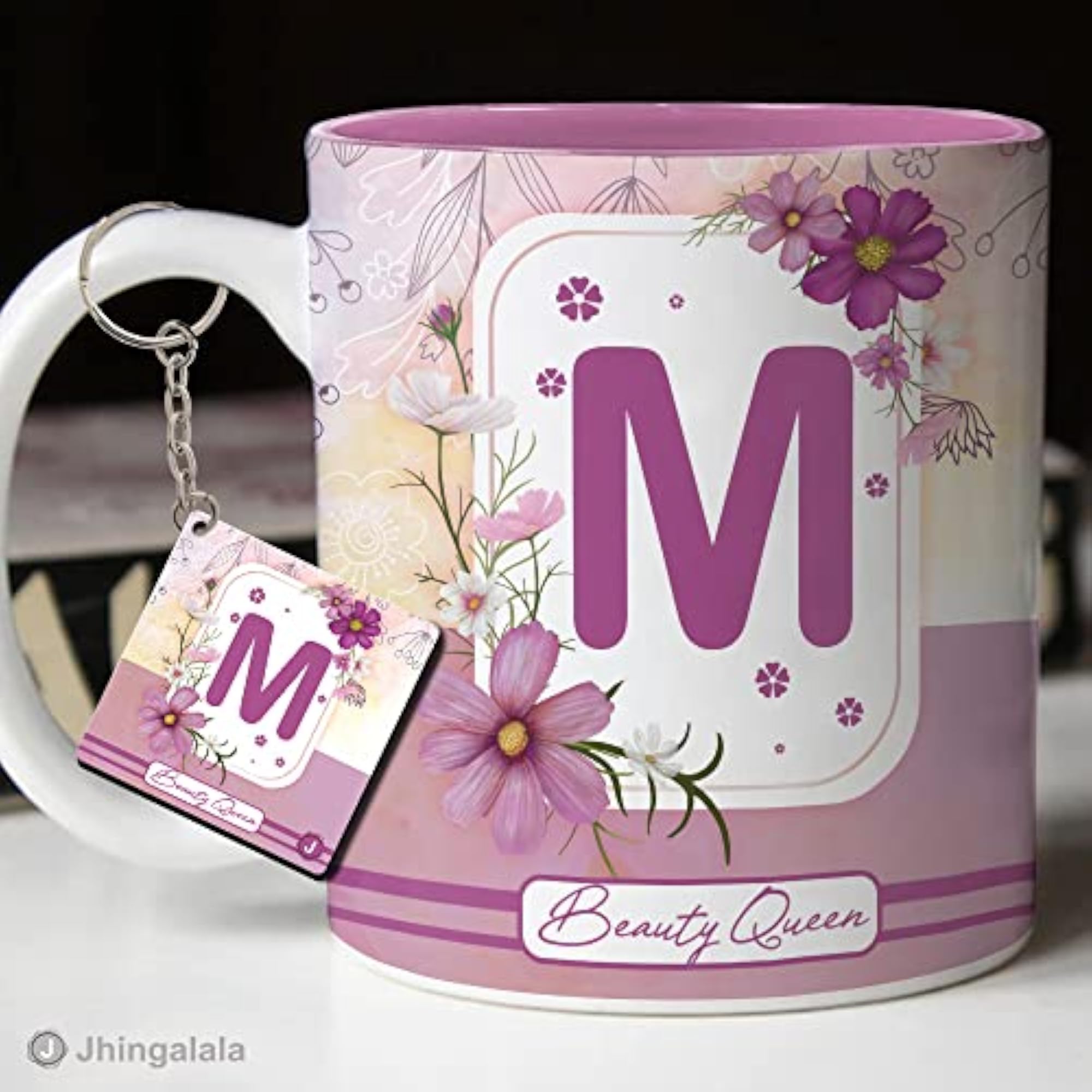 Beauty Queen Initial M Printed Ceramic Coffee Mug