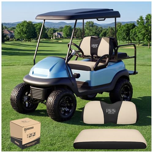 Image of 10L0L Golf Cart Seat Cover Set Fit for Club Car DS Precedent & Yamaha, Warm Bench Seat Covers for Cold Winter Weather, Breathable Washable Polyester Mesh Cloth Gray Black Beige Red Blue