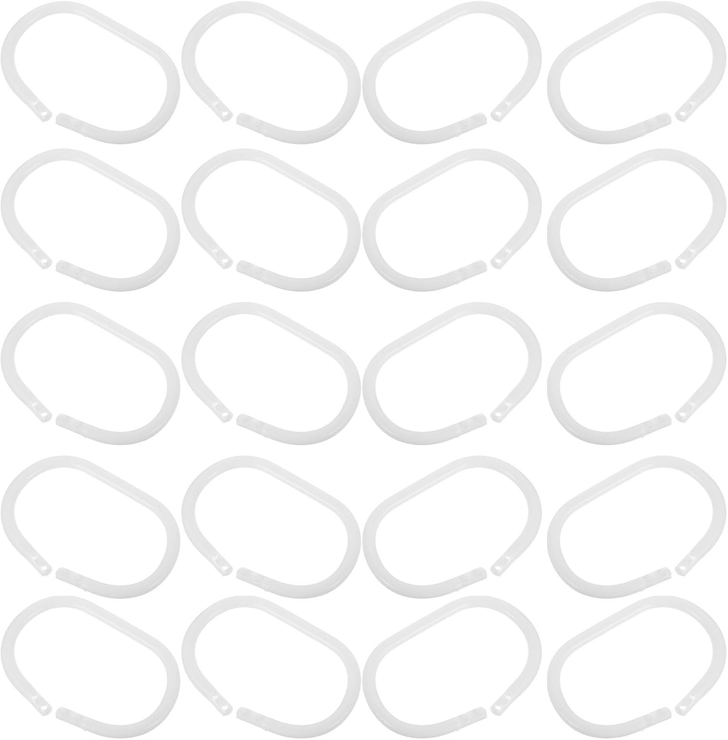SOIMISS Shower Curtain Hooks Anti-Slip Design 100pcs White Plastic with Oval Shape Easy to Install Compatible with Most Curtain and Shower Rods for Bathroom Use