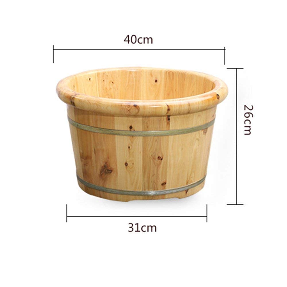 Drewniane wiadro do wanienki do stóp, umywalka do pedicure 26 cm Wysokiej jakości beczka do kąpieli stóp z litego drewna Umywalka do stóp Wiadro do kąpieli stóp Masaż kąpielowy Spa Sauna Masażery do