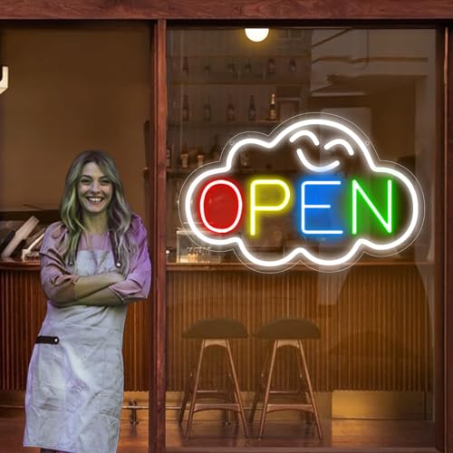 Open Signs for Business, Ultra Bright LED Open Neon Signs 16Inch Plug In Electric with ON/OFF Switch, Business Open Sign for Store Window Glass Door Store Florists Bar Salon Cafes Restaurant Offices