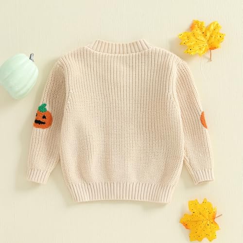 Toddler Girl Boy Halloween Sweater Cardigan Pumpkin Button Down Long Sleeve Knit Sweater Tops Fall Winter Clothes4