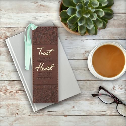 Image of Christian Art Gifts Premium Faux Leather Floral Bookmark: Trust in The Lord