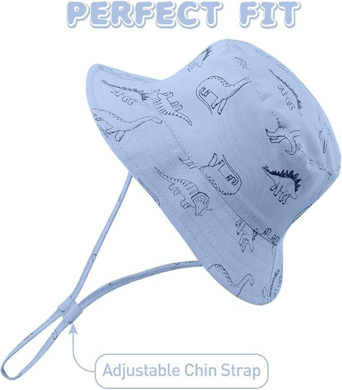 Baby Sun Hat Cotton, 46cm Wide Brimmed hat, Toddler UPF 50+ Sun Protection Beach Bucket Hat Kids Boys Girls Beach Summer Play Hat - Image 4