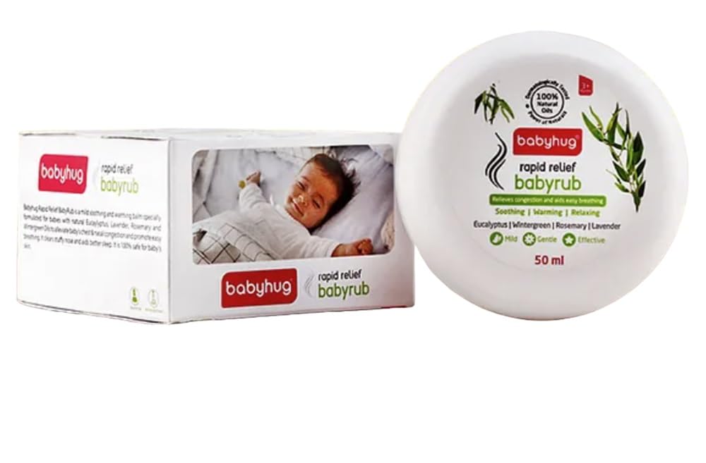 Babyhug Rapid Relief Babyrub, 50 ml, Soothing Balm with Eucalyptus, Lavender, Rosemary