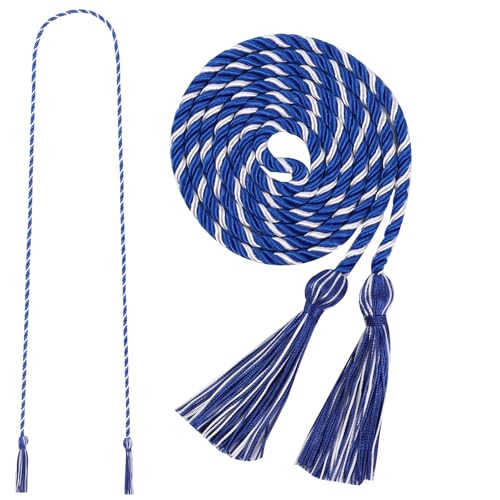 Image of Graduation Honor Cord 68 inch Grad Braided Honor Cords with Tassel Honor Rope Grad Cords for Graduation Students Bachelor Master Doctoral Gown Grad Decor (Royal Blue and White)